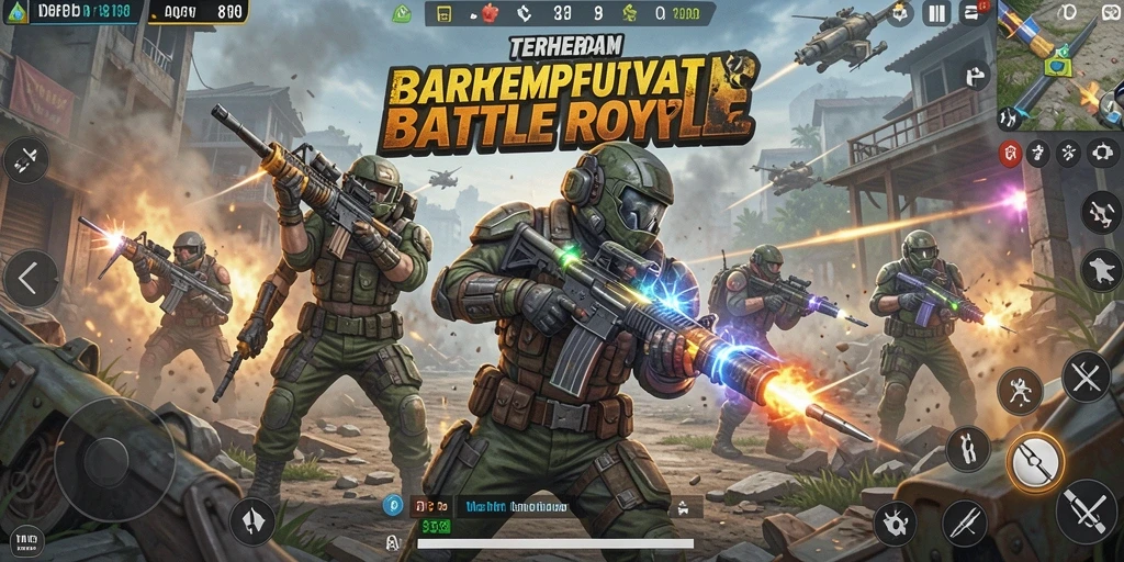 Tampilan gameplay mendebarkan dalam pertarungan Battle Royale.