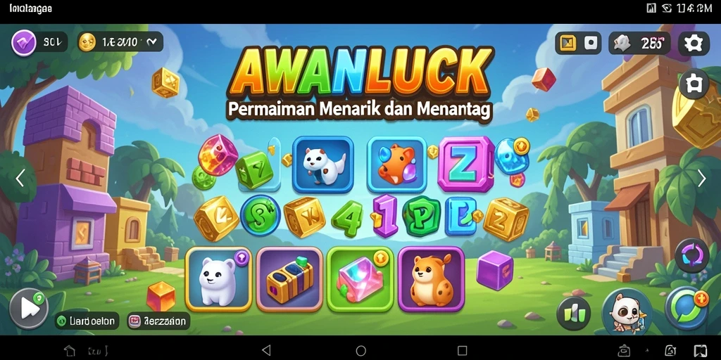 Screenshot utama AWANLUCK menunjukkan gameplay puzzle yang menarik dan penuh tantangan.