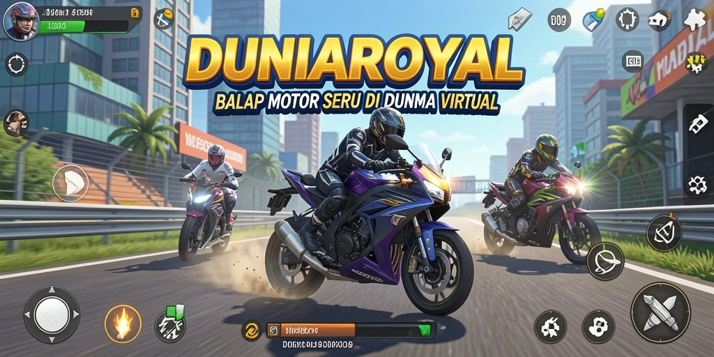 Gameplay seru balapan motor di DUNIAROYAL yang menantang.