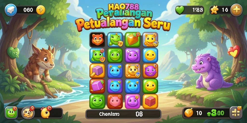 Tampilan seru gameplay HAO788 dalam permainan Match-3.