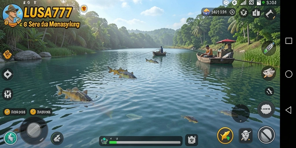 Tampilan gameplay LUSA777 yang menarik dan menegangkan saat memancing ikan.