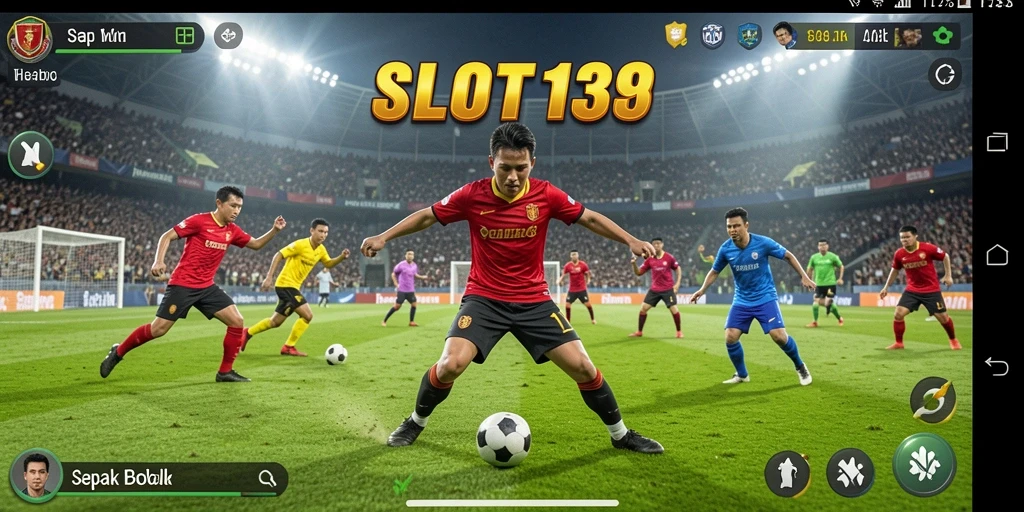 Tampilan gameplay SLOT138 dengan aksi sepak bola yang seru dan mendebarkan.