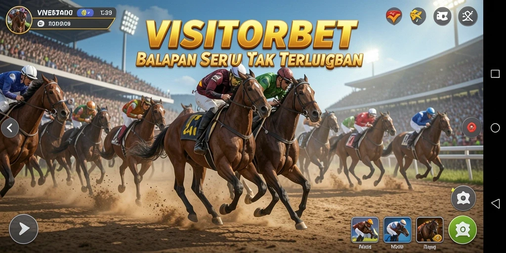 Tampilan gameplay <strong>VISITORBET</strong> yang seru dan mendebarkan di lintasan balap.