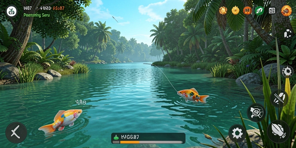 Tampilan gameplay WG87 yang menampilkan petualangan memancing yang menakjubkan.